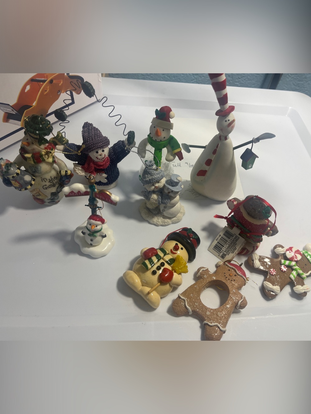 Holiday Snowman Gingerbread Ornaments Set - Multicolor 10 pc Lot Adorable 633